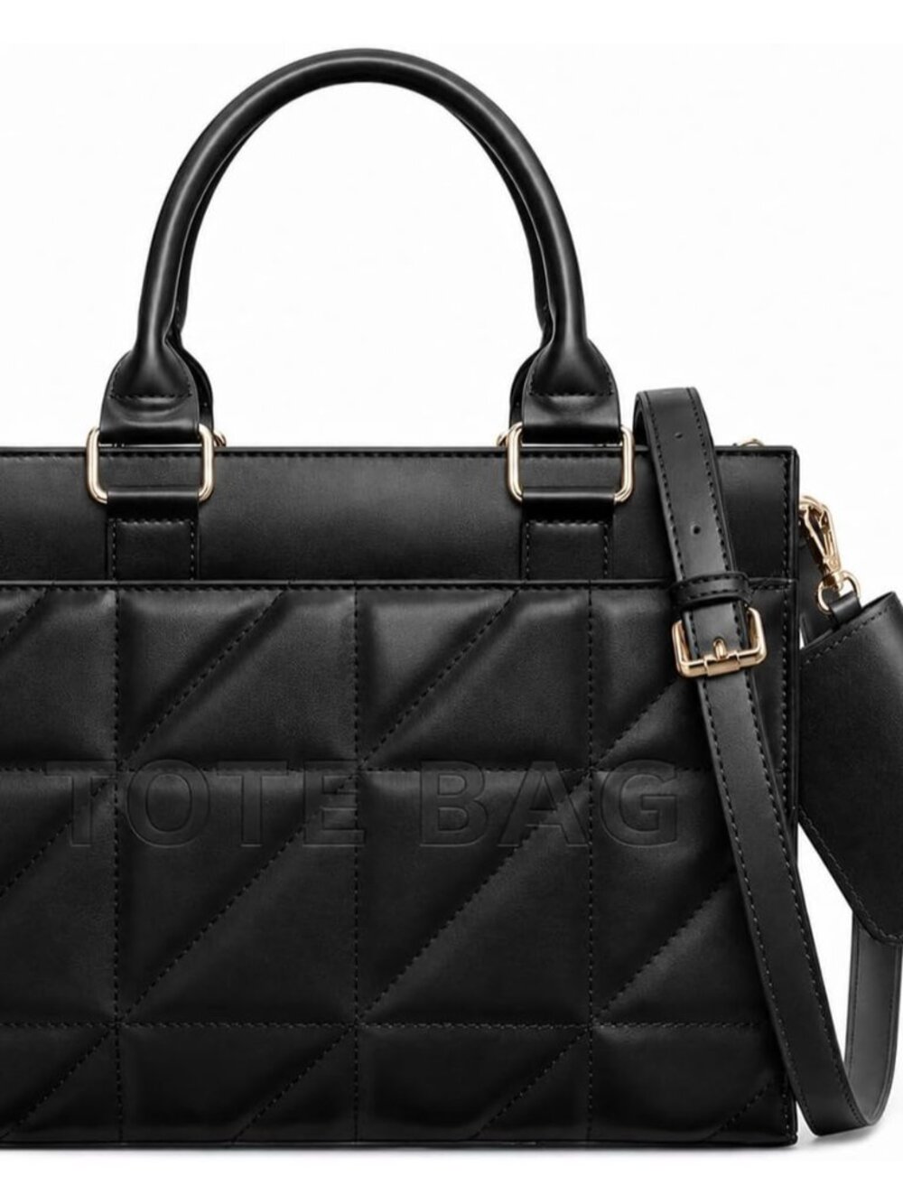 Quilted Tote Bag for Women, Small Structured Handbag with Strap, Top Handle Purs